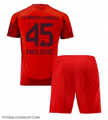 Bayern Munich Aleksandar Pavlovic #45 Dětské Domácí Dres 2024-25 Krátký Rukáv (+ trenýrky)